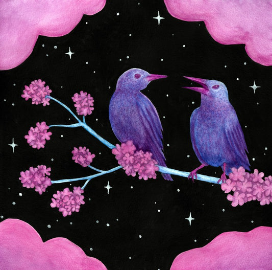 “Cherry Blossom Birds” by Deep Space Violet