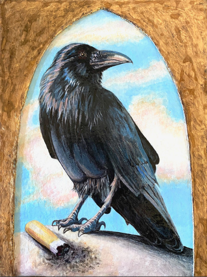“Raven with Cigarette” by Lynette K. Henderson